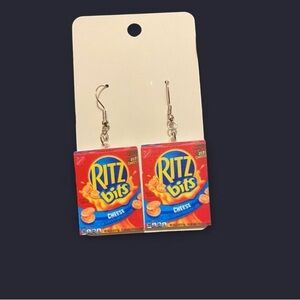 Source Unknown Ritz Bits Cheese Mini Box Dangle Earrings - Red, Blue, Yellow